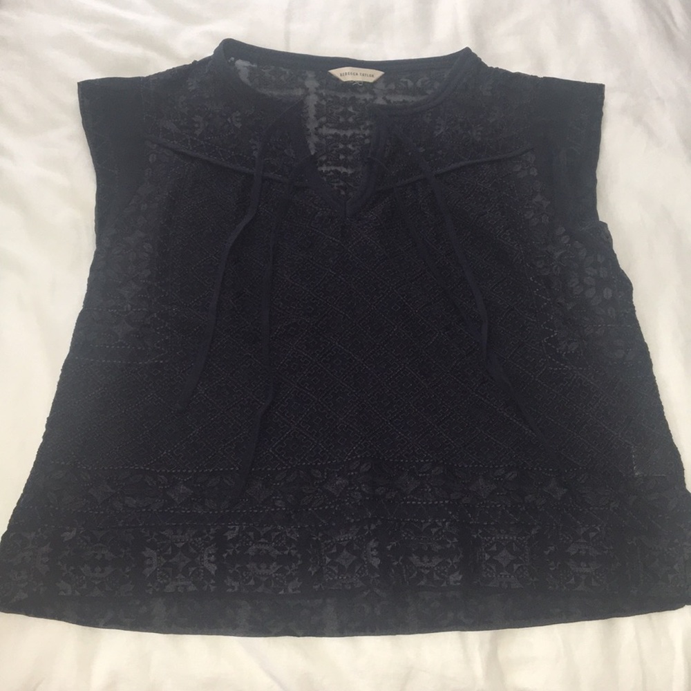 Rebecca Taylor Navy Silk Blouse
